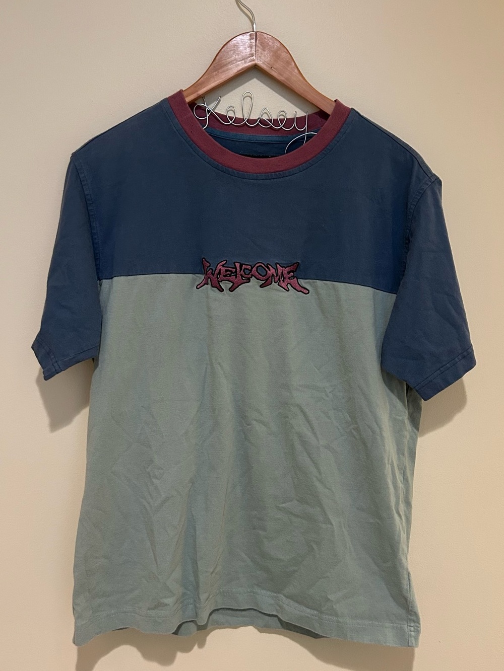 Welcome Skateboards 100% Cotton Graphic Colorblock Tee Size Small